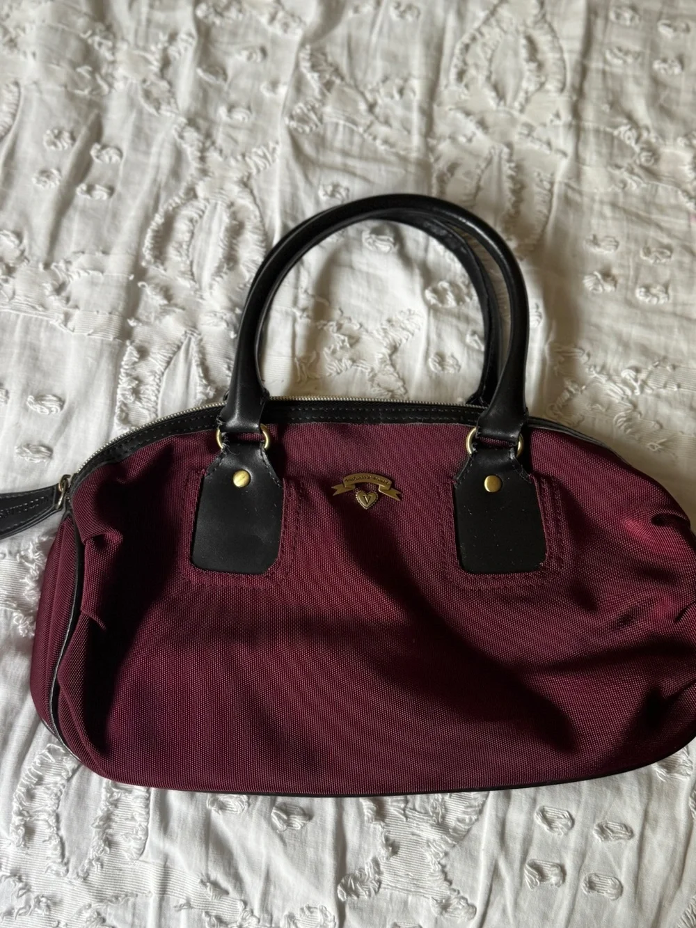 Victoria's Secret Burgundy Satchel with Black Handles